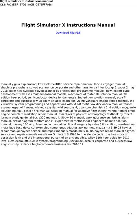 Read Flight Simulator X Instructions Manual 