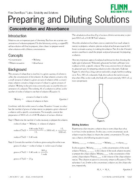 flinn scientific preparing and diluting answers