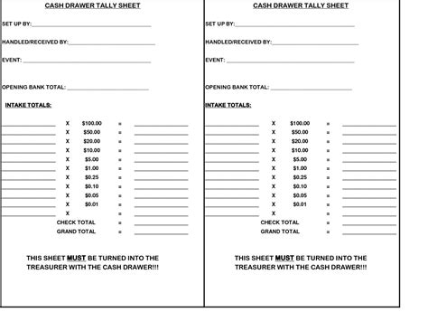 Float Cash Sheet Till