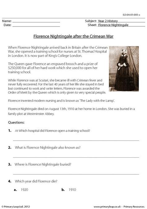  Florence Nightingale Reading Answers - Florence Nightingale Reading Answers