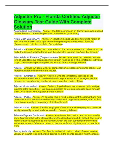 Florida Adjuster Study Guide