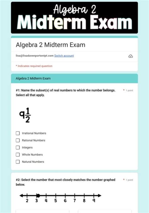 florida algebra 2 midterm exam