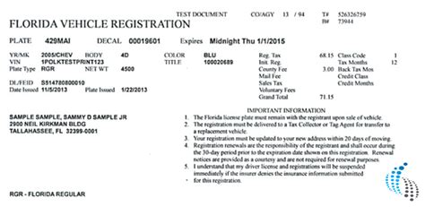 florida auto registration fees