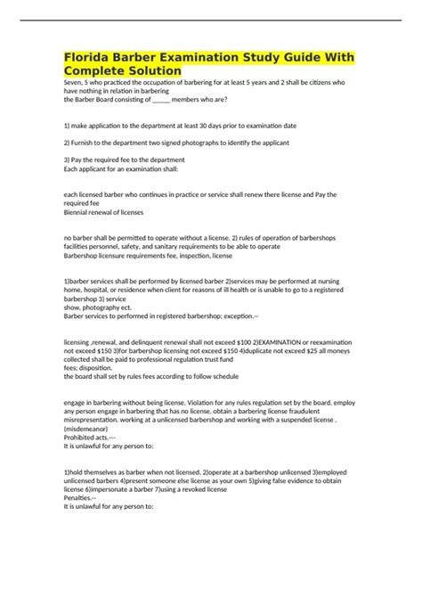 florida barber exam study guide