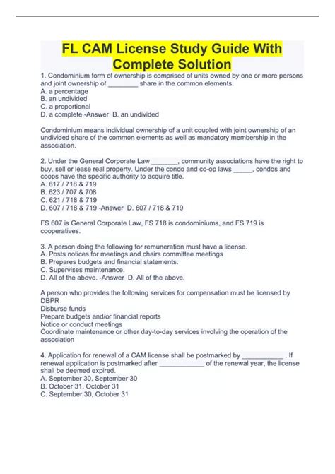 Florida Cam License Study Guide