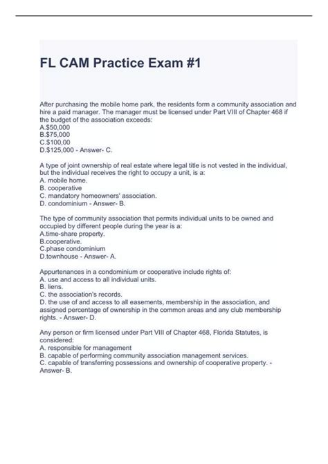 florida cam practice test 2020