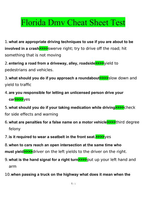 florida dmv practice test