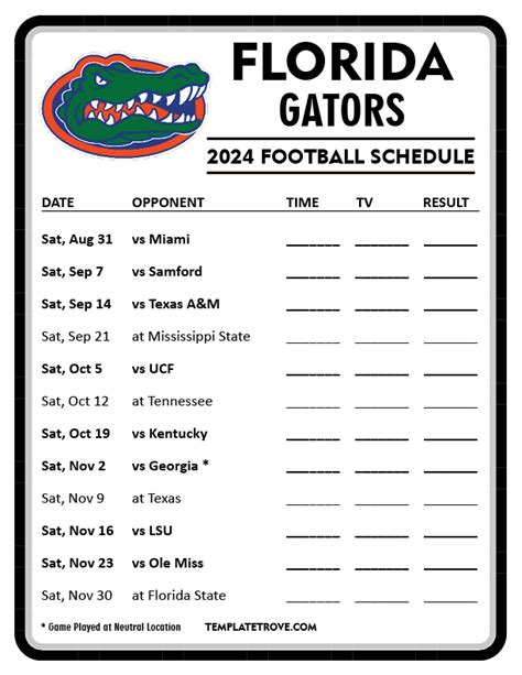 florida gators schedule