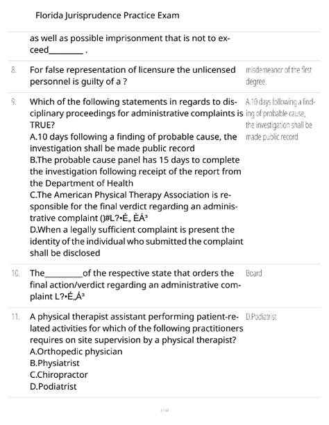 florida jurisprudence practice test