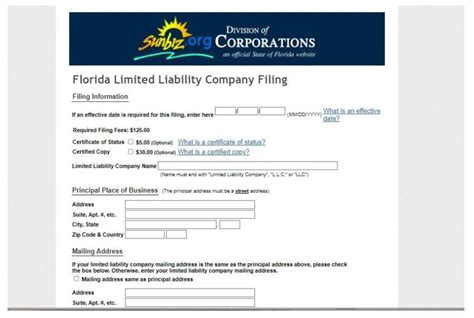 florida llc filing