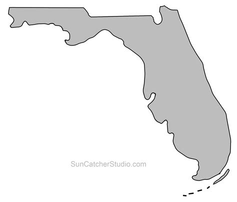 Florida Map Outline Printable State Shape Stencil Pattern Map Of Florida Coloring Page - Map Of Florida Coloring Page