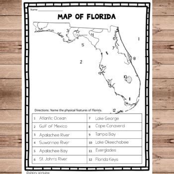 Florida Map Worksheets For Social Studies Tpt Florida Map Second Grade Worksheet - Florida Map Second Grade Worksheet