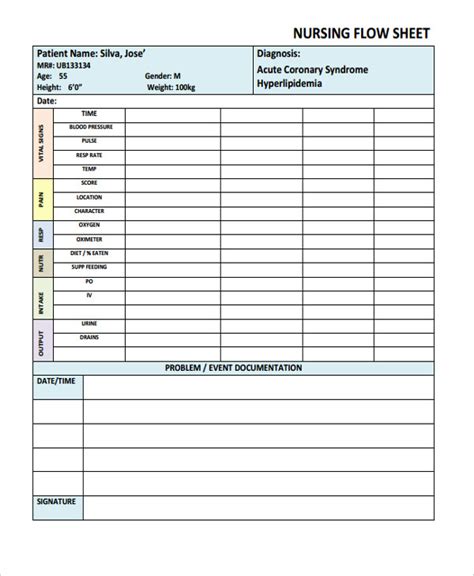 Flow Sheet Nursing