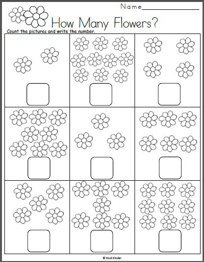 Flower Counting Math Worksheets For Kindergarten Fall Flower Kindergarten Adding Worksheet - Fall Flower Kindergarten Adding Worksheet