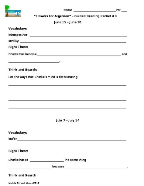 Flowers For Algernon Guided Reading Questions Answers
