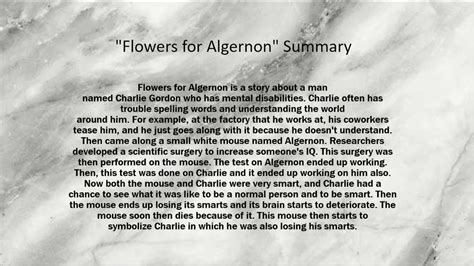 Flowers For Algernon Summary