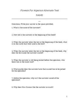 Flowers For Algernon Test Answer Key