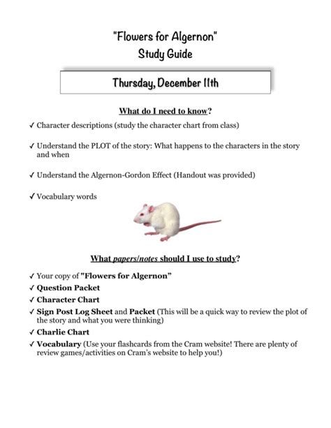 Read Flowers For Algernon A Study Guide 