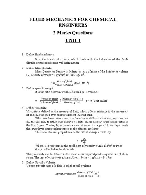 fluid mechanics important question with answers