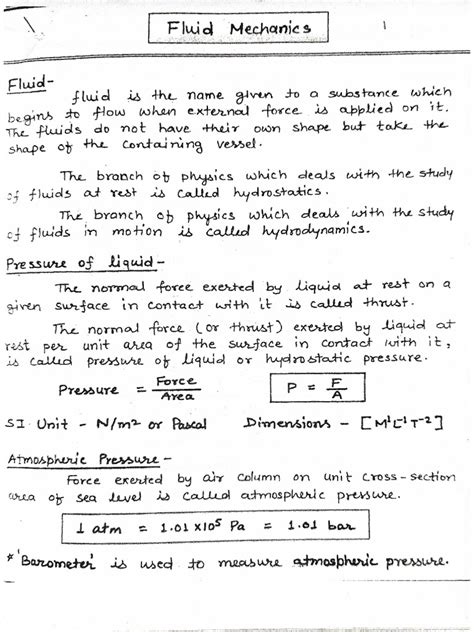 Fluid Mechanics Notes Pdf