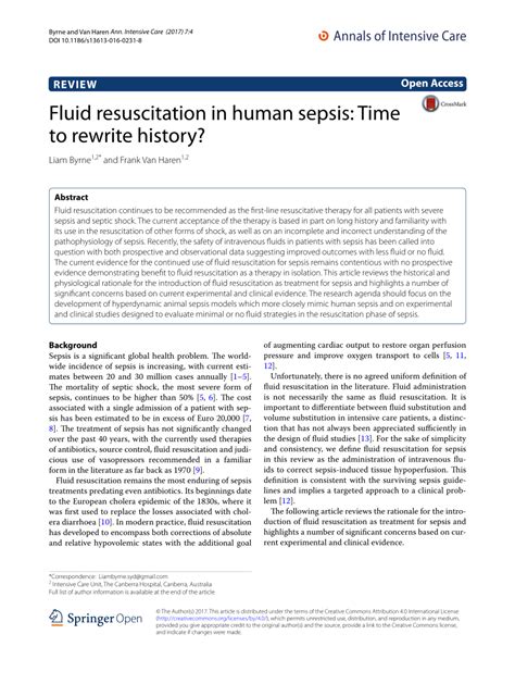 Read Fluid Resuscitation In Human Sepsis Time To Rewrite History 
