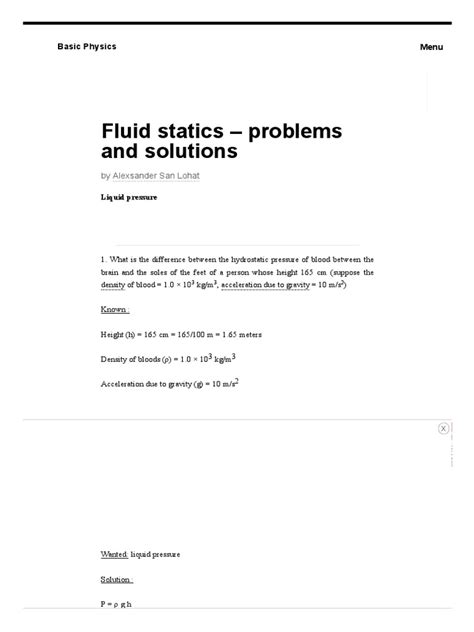 Full Download Fluid Statics Problems And Solutions File Type Pdf 