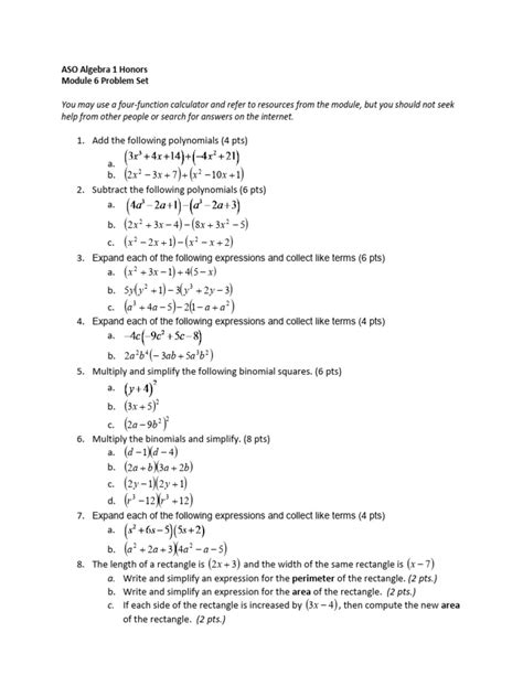 Flvs Algebra 1 Module 6 Answers