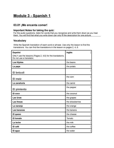 Flvs Spanish Module 10 Dba Questions