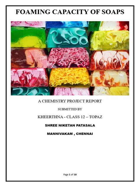 Foaming Capacity Of Different Soaps Project