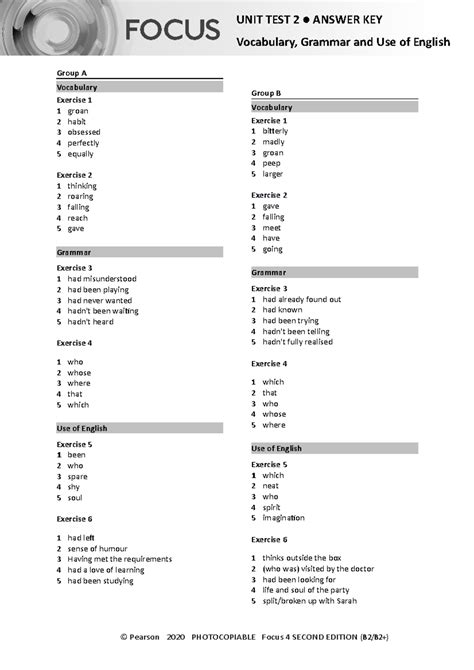 focus on vocabulary answer key