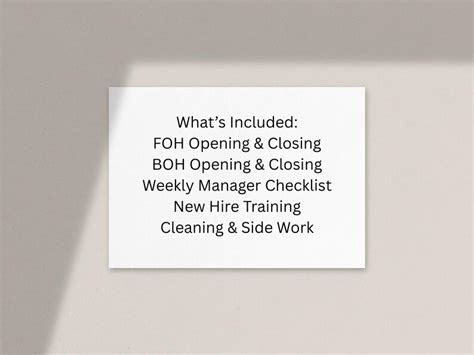 foh manager opening and closing checklist