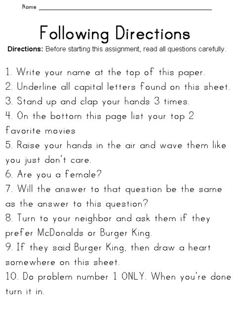 Following Directions Activities Making Learning Fun Following Directions Worksheet 7th Grade - Following Directions Worksheet 7th Grade