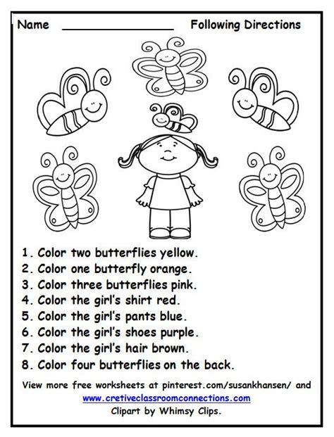 Following Directions Worksheets For Kids Itsy Bitsy Fun Recognition Direction Worksheet For Kindergarten - Recognition Direction Worksheet For Kindergarten