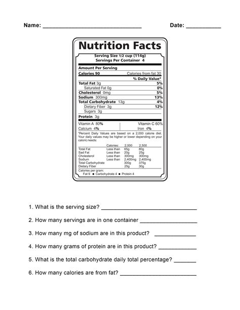 Food 8211 Kidsworksheetfun Using Food Labeling Worksheet Answer Key - Using Food Labeling Worksheet Answer Key