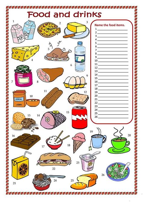 Food And Drink Worksheets Food Printables Esl Kids Food Worksheets For Kindergarten - Food Worksheets For Kindergarten