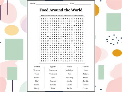 Food Around The World Word Search Puzzles To Easy Food Word Search - Easy Food Word Search