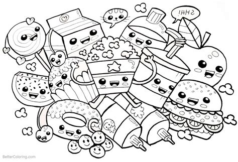 Food Coloring Pages Printable Free And Easy To Cute Food Colouring Pages - Cute Food Colouring Pages