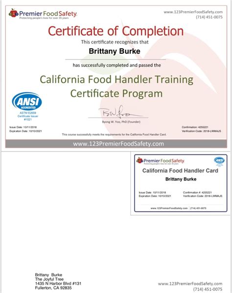 food handler certificate los angeles