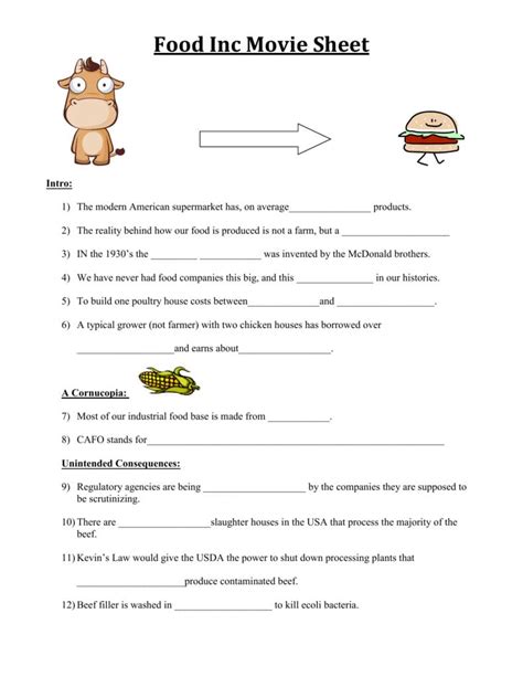 food inc answer sheet