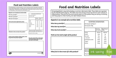 Food Labels Nutrition Activity Worksheet Twinkl Twinkl Blank Nutrition Label Worksheet - Blank Nutrition Label Worksheet