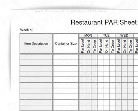 food par sheet template