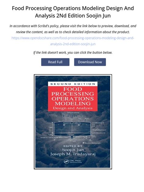 Food Processing Operations Modeling Design And Analysis