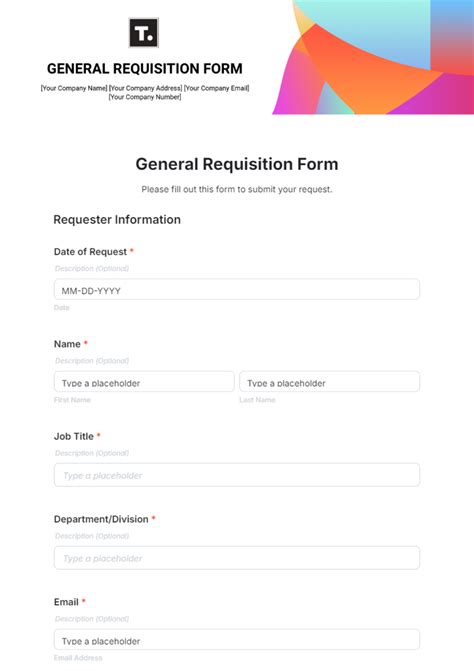 Food Requisition Form Template
