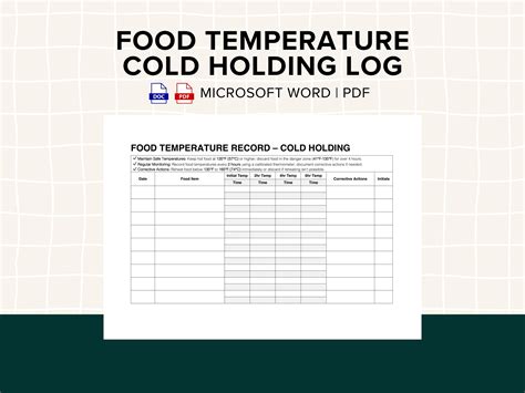 Food Temperature Sheets