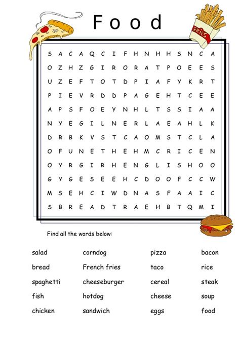Food Word Search Science For Kids Easy Food Word Search - Easy Food Word Search