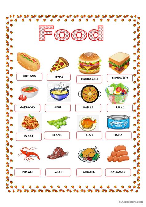 Food Worksheets For Kindergarten   Food Vocabulary For Kids Learning English Printable Resources - Food Worksheets For Kindergarten