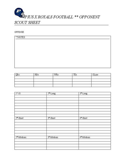 Read Online Football Game Scouting Sheets 