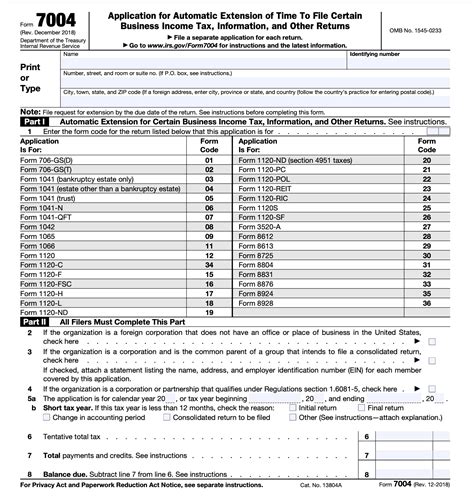 for How to Fill in IRS Form 7004