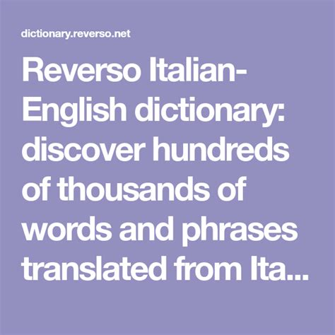 for each translation in Italian English-Italian dictionary Reverso