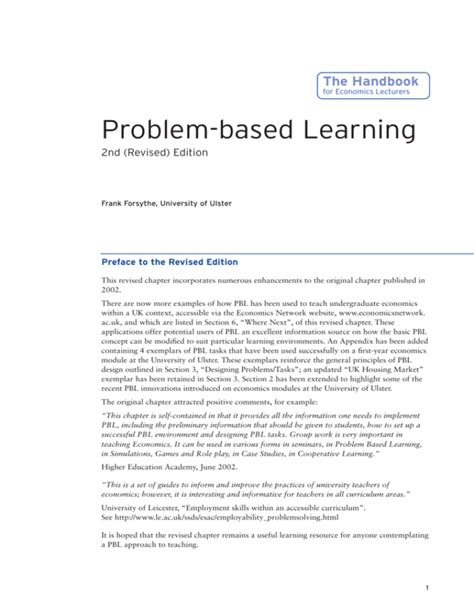 Read Online For Economics Lecturers Problem Based Learning 